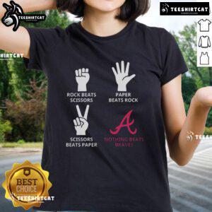 Nice Atlanta Braves ladies tee featuring fun rock-paper-scissors design, perfect for fans supporting their team.