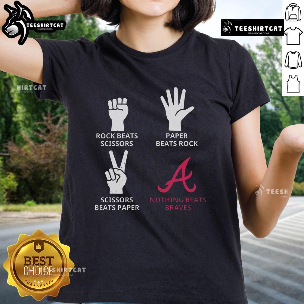 Nice Atlanta Braves ladies tee featuring fun rock-paper-scissors design, perfect for fans supporting their team.