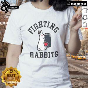 Nice Fighting Rabbits Ladies Tee featuring playful rabbit graphics, perfect for casual wear and animal lovers.