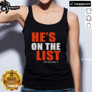 Stylish tank top featuring 'Nice, Hes On The List And You Know It' graphic, perfect for casual wear and holiday parties.