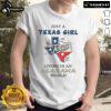 Texas girl living in Alabama world T-shirt design featuring bold text and vibrant colors, perfect for southern pride.
