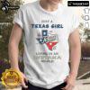 Alt Text: Nice Just A Texas Girl Living In An Indiana World T-Shirt featuring a stylish design for proud Texans in Indiana.