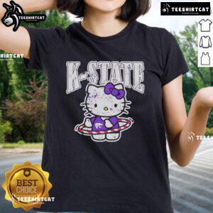 Alt Text: Ladies' K-State Wildcats Hello Kitty tee featuring vibrant graphics, perfect for fans and casual wear.