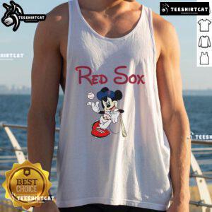 Nice Mickey Boston Sox red baseball tank top featuring a classic design, perfect for fans and summer wear.