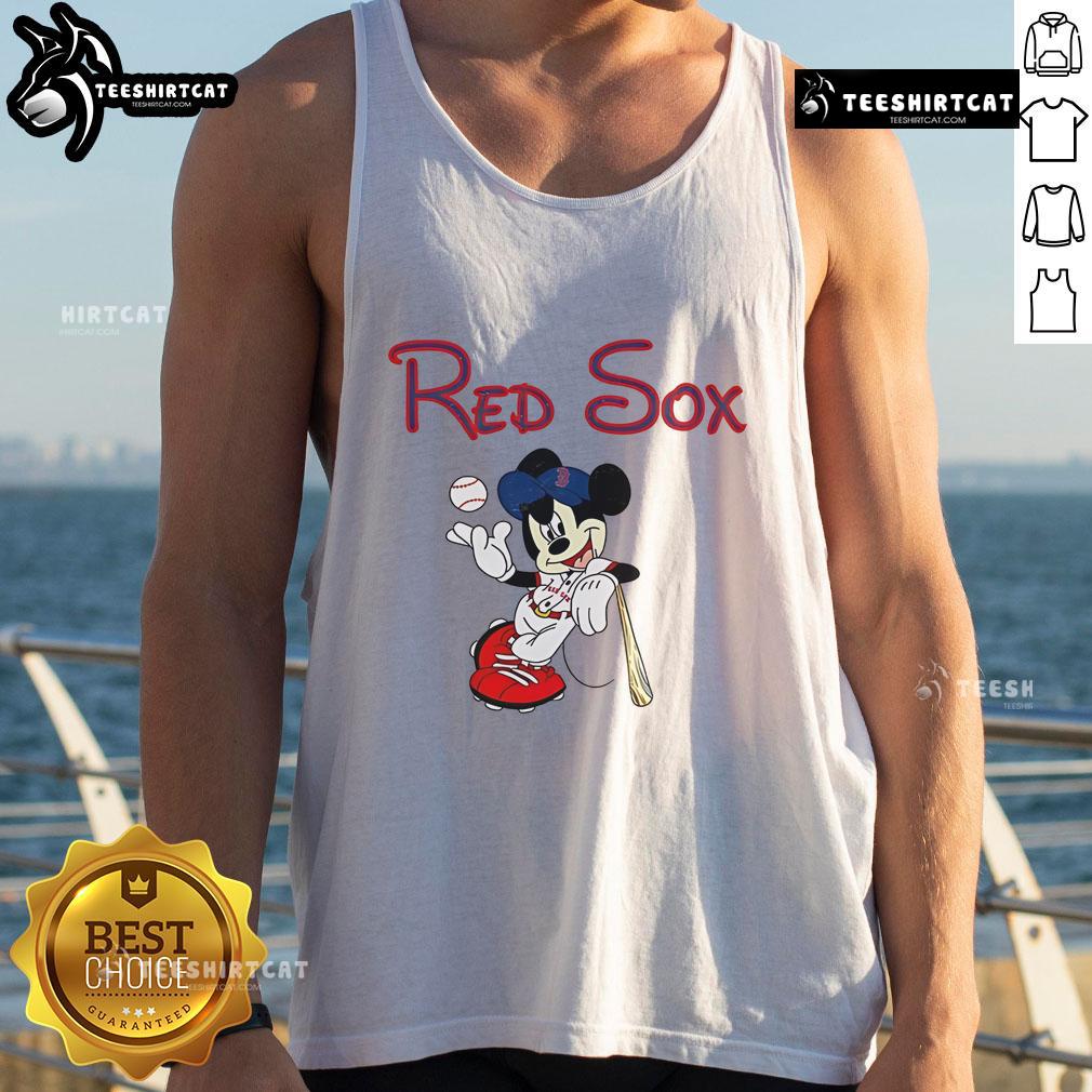 Nice Mickey Boston Sox red baseball tank top featuring a classic design, perfect for fans and summer wear.