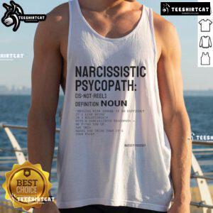 Bassem Youssef wearing a tank top with 'Nice Narcissistic Psychopath' graphic, showcasing a bold and humorous style.