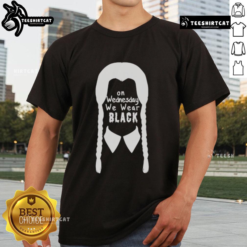 Nice On Wednesdays We Wear Black T-Shirt featuring bold text and stylish design, perfect for casual wear.