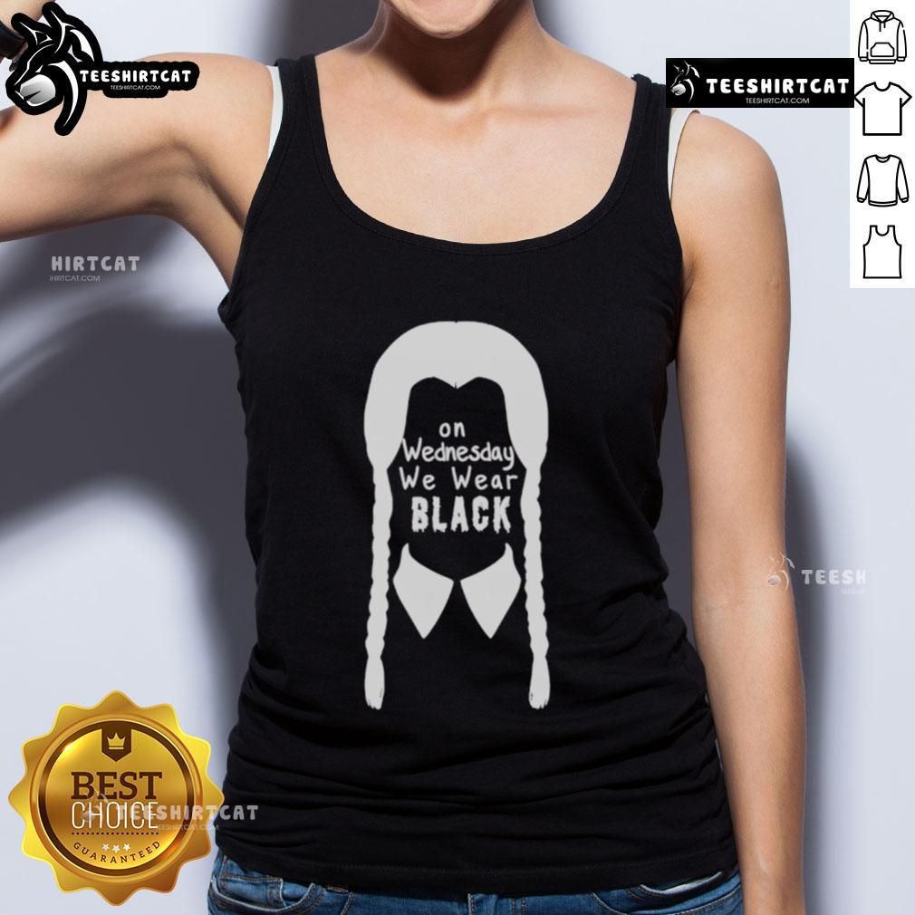 Womens Nice On Wednesdays We Wear Black tank top featuring a stylish design, perfect for casual outfits and themed events.