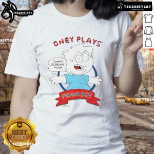 Nice Oney Plays Funni Boy Ladies Tee featuring a vibrant graphic and stylish design for casual wear.