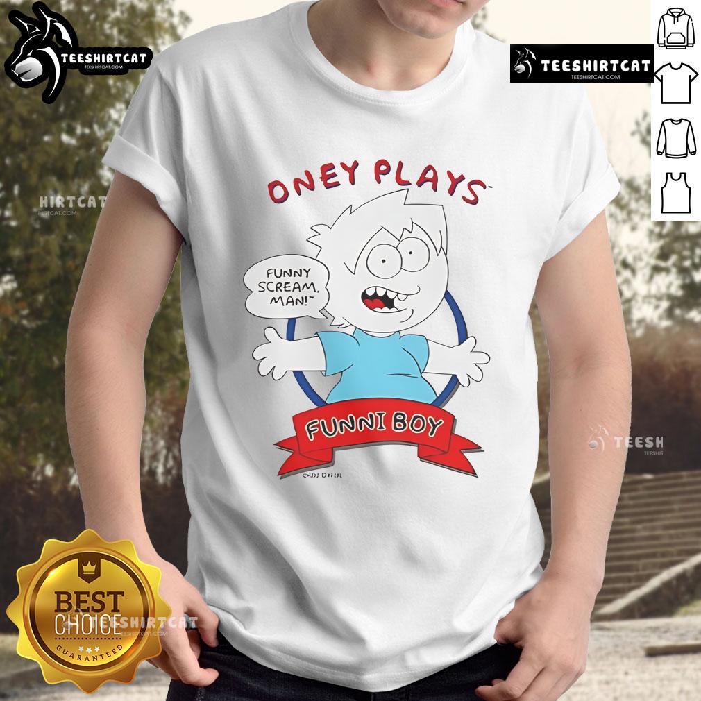 Nice Oney Plays Funni Boy T-Shirt featuring colorful graphics and playful design inspired by Oney Plays content.