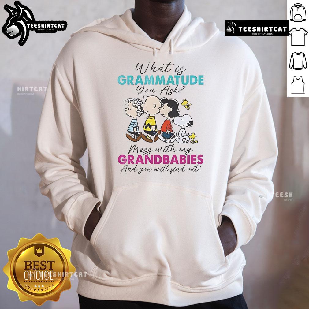 Cozy hoodie featuring 'Mess with my grandbabies and you will find out' graphic, perfect for proud grandparents and peanut lovers.