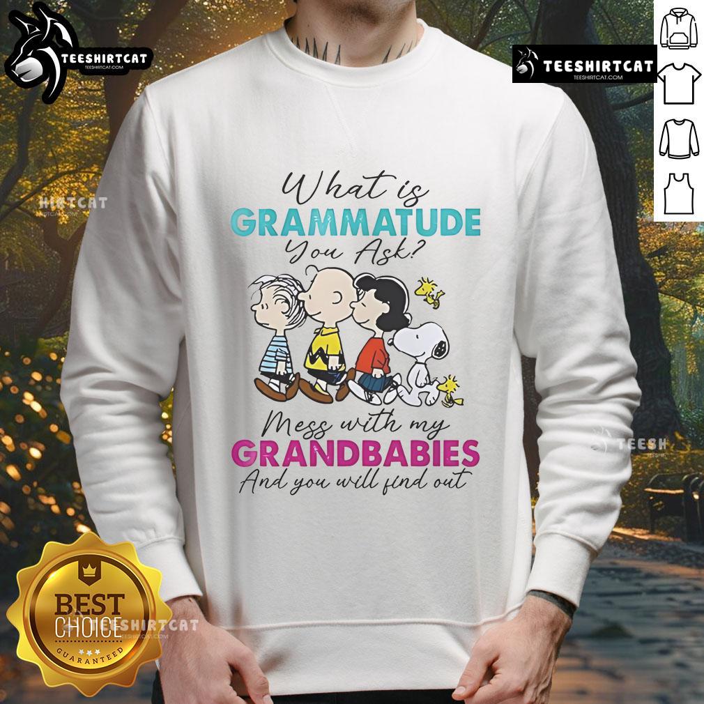 Cozy sweatshirt featuring 'Mess with my grandbabies' quote, perfect for proud grandparents and peanut lovers.