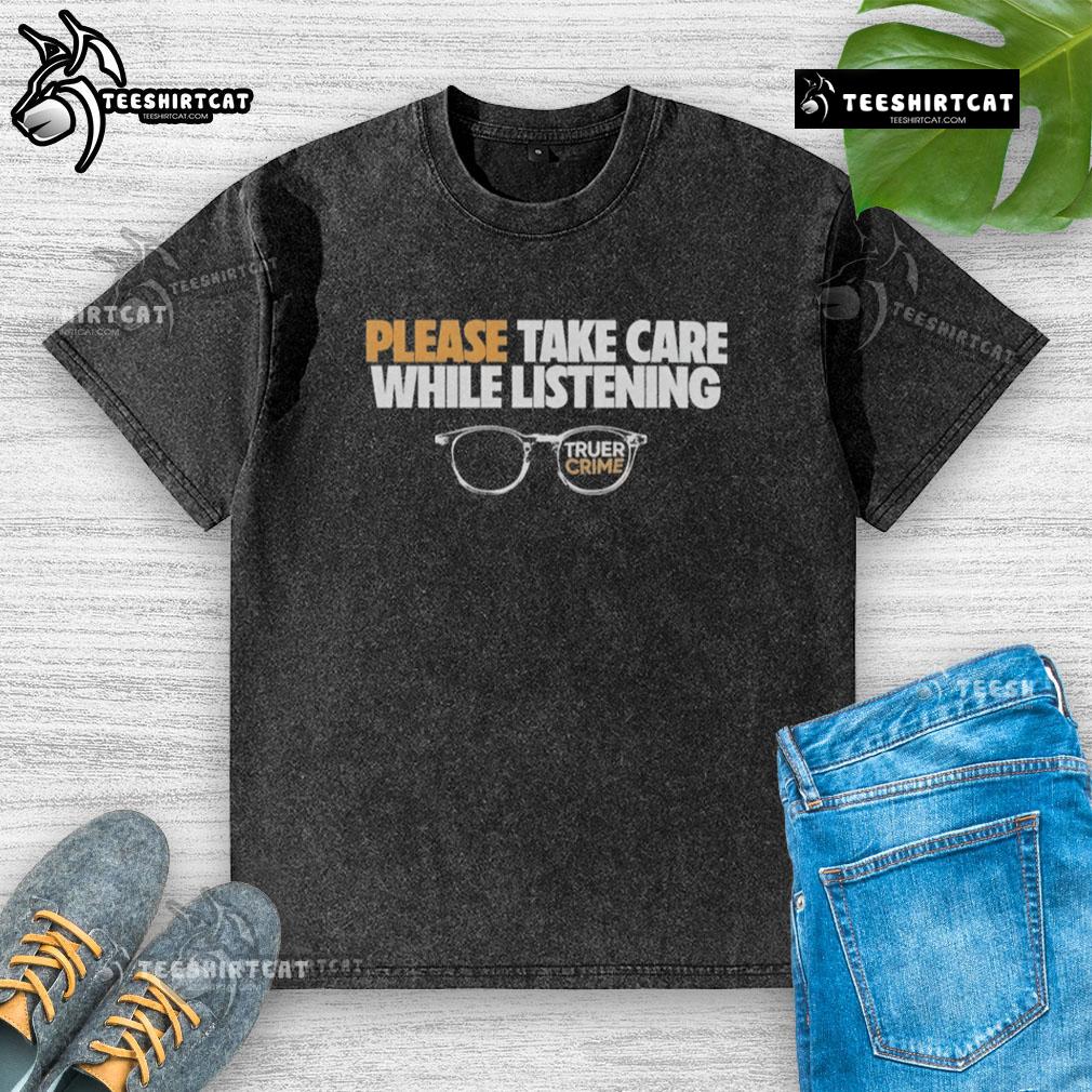 Nice Tenderfoot TV True Crime shirt featuring glasses design, perfect for fans who love listening while staying stylish.