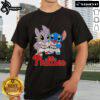 Alt Text: Cute Toothless Night Fury and Stitch graphic on a Philadelphia Phillies T-shirt, perfect for fans and collectors.