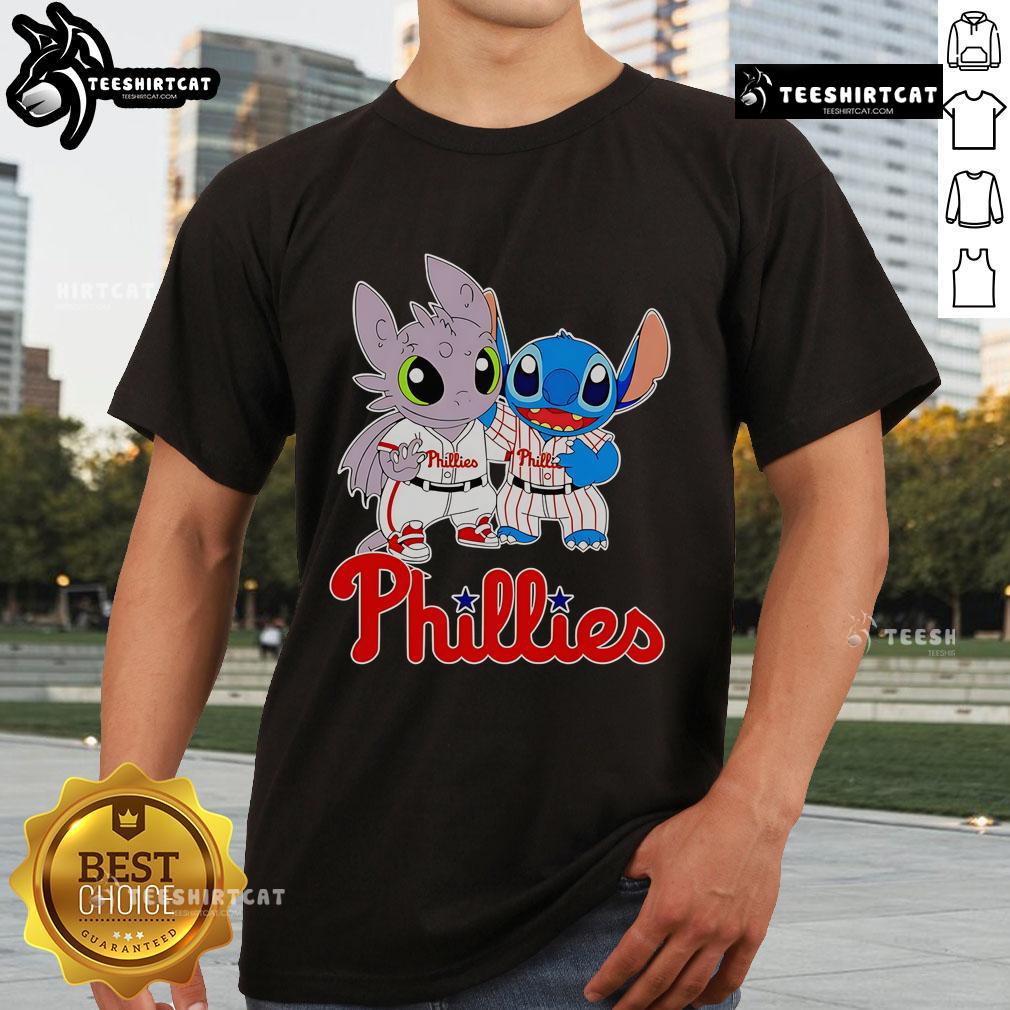 Nice Toothless Night Fury And Stitch Philadelphia Phillies T-Shirt