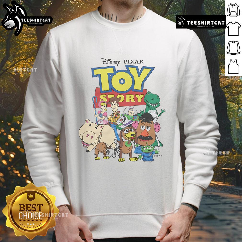 Cozy Nice Toy Story Characters Sweatshirt featuring iconic characters from the beloved animated film series.