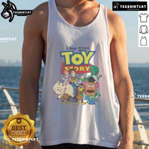 Colorful Nice Toy Story Characters tank top featuring Woody, Buzz Lightyear, and friends in a fun design.