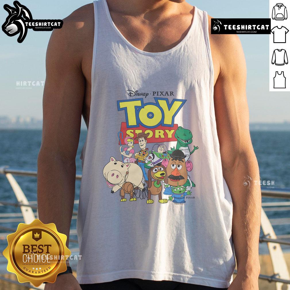 Colorful Nice Toy Story Characters tank top featuring Woody, Buzz Lightyear, and friends in a fun design.