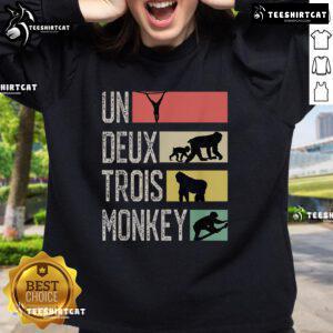 Nice Un Deux Trois monkey sweatshirt featuring a playful monkey graphic, perfect for casual and trendy outfits.
