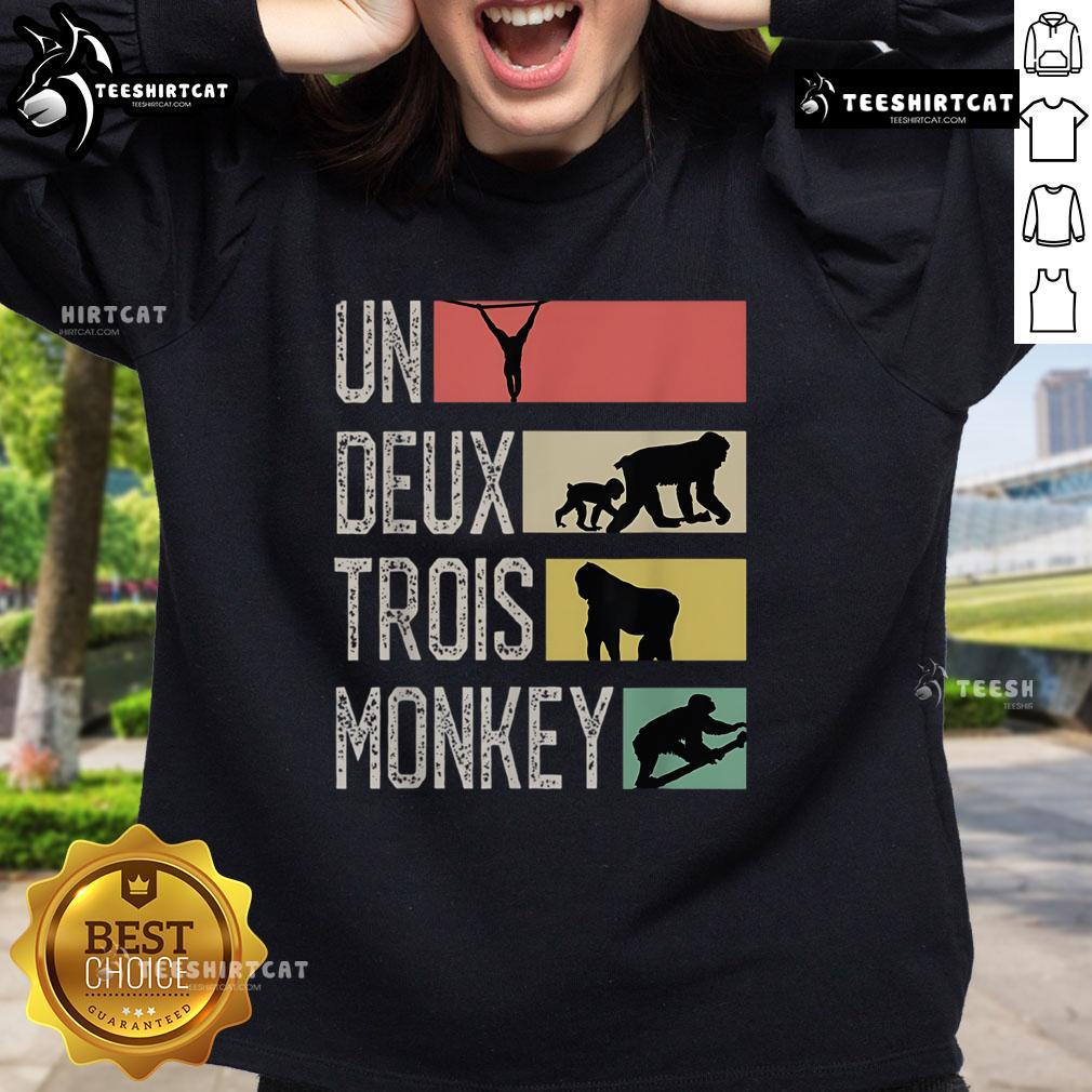 Nice Un Deux Trois monkey sweatshirt featuring a playful monkey graphic, perfect for casual and trendy outfits.