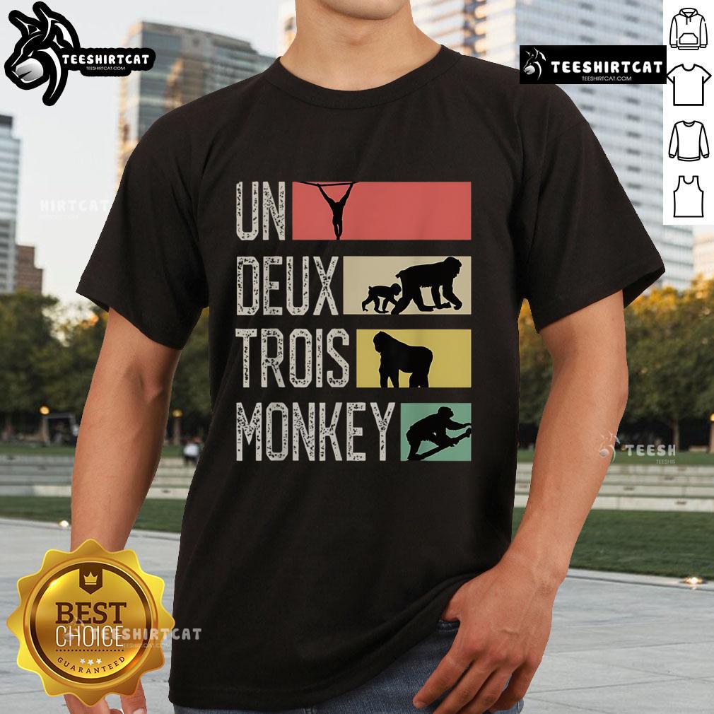 Nice Un Deux Trois monkey T-shirt featuring a playful monkey design, perfect for casual wear and animal lovers.