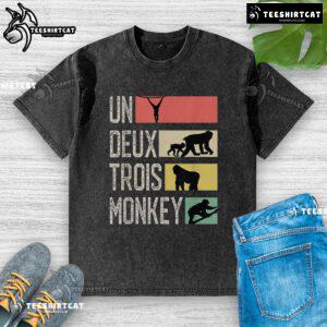 Nice Un Deux Trois Monkey Washed T-Shirt featuring a playful monkey graphic on a soft, stylish fabric.
