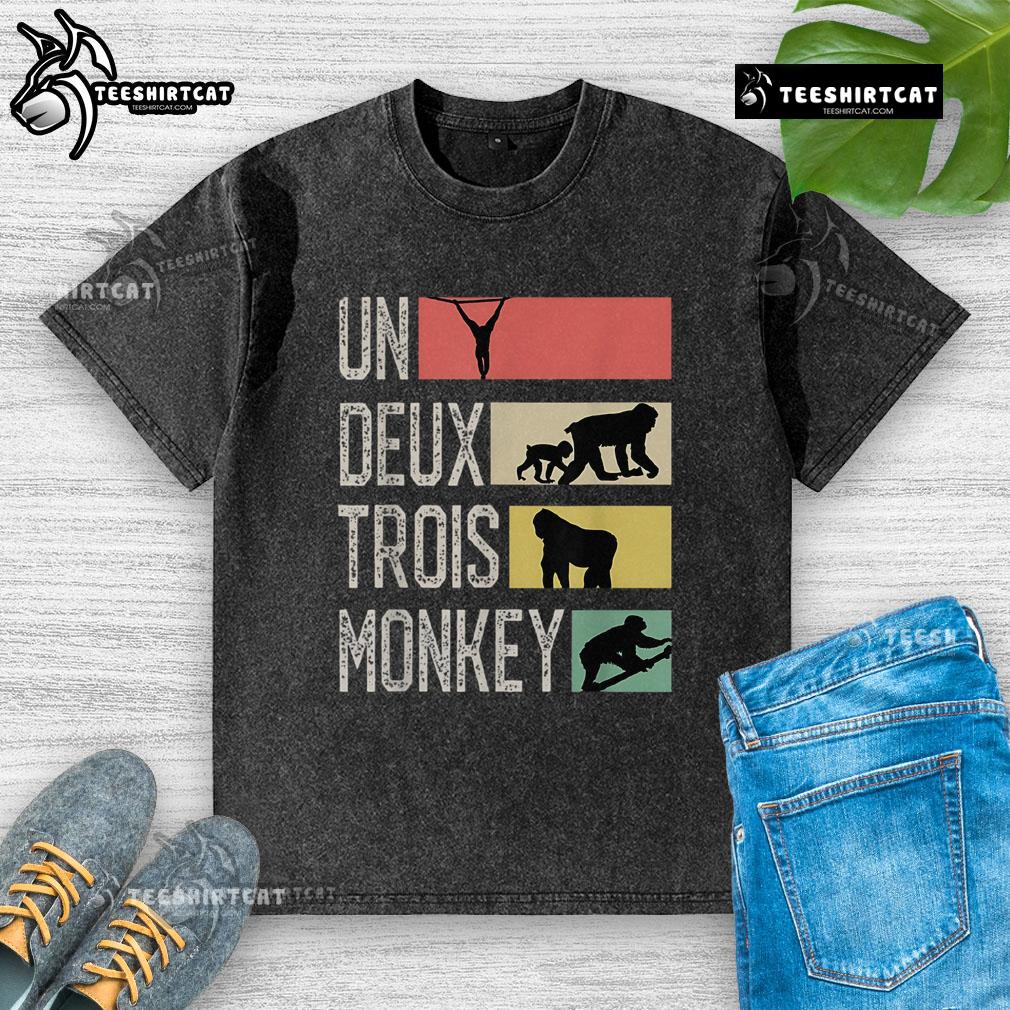 Nice Un Deux Trois Monkey Washed T-Shirt featuring a playful monkey graphic on a soft, stylish fabric.