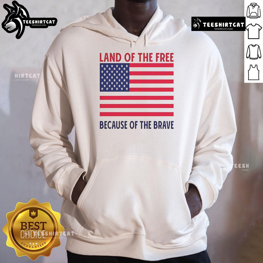 Vivek Ramaswamy wearing a Land of the Free Because of the Brave hoodie, promoting patriotism and freedom.