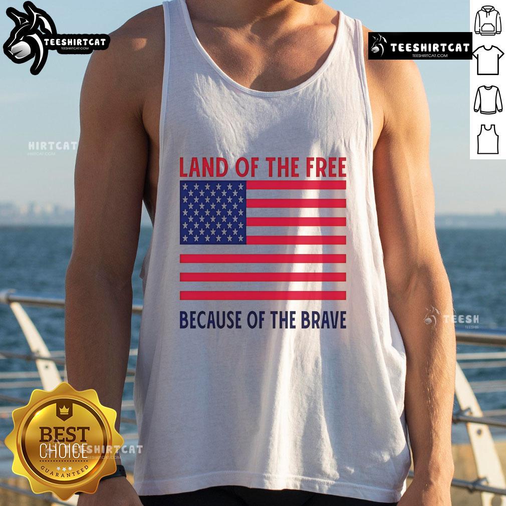 Vivek Ramaswamy wearing a 'Land of the Free Because of the Brave' tank top during a public event.