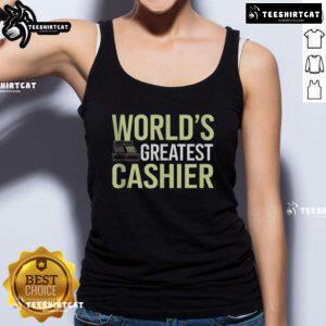 Alt Text: Nice Worlds Greatest Cashier Tank Top featuring a fun graphic design for cashiers and retail enthusiasts.