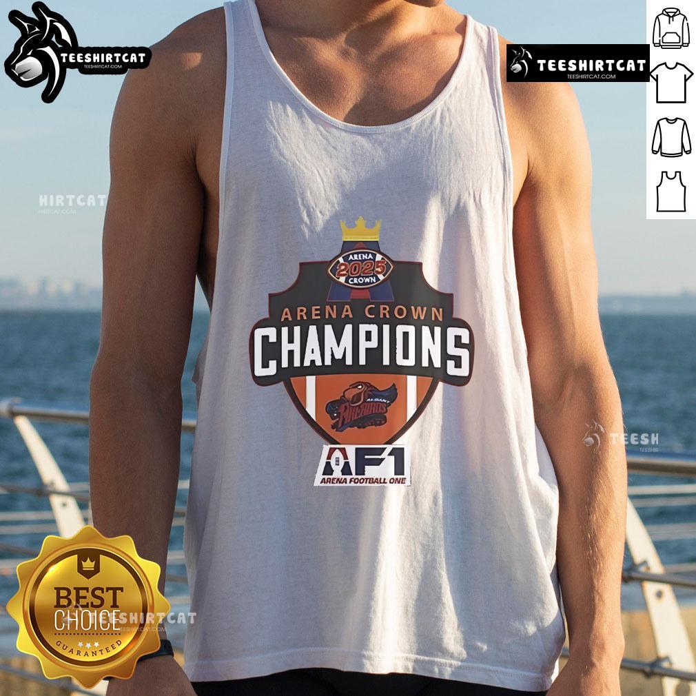 Official Albany Empire 2025 Arenabowl Champions F1 Tank Top featuring team logo and vibrant colors for fans.