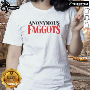 Official Anonymous Faggots Ladies Tee featuring a bold graphic design on a stylish women's t-shirt for casual wear.