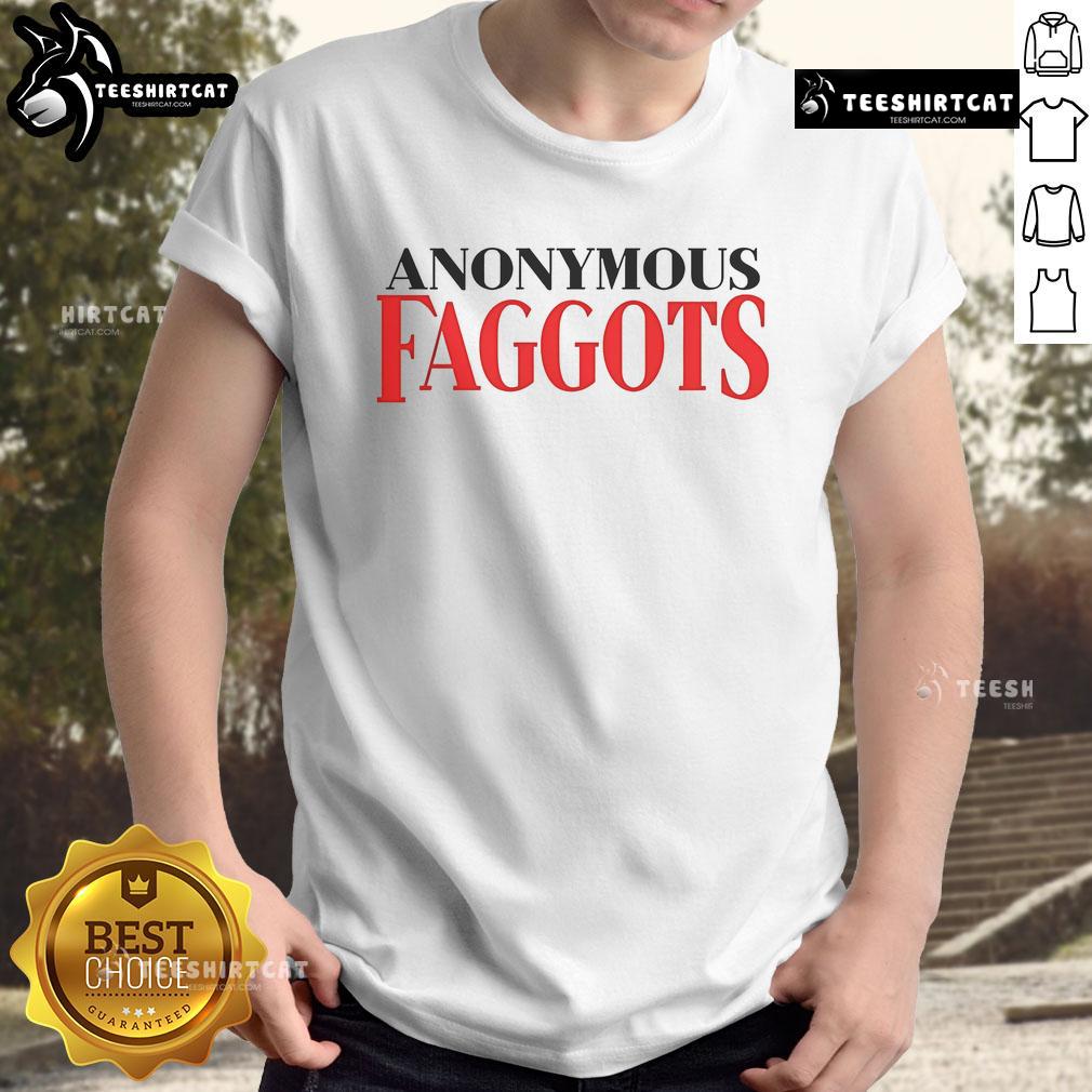 Official Anonymous Faggots T-Shirt featuring bold graphics and unique design, perfect for fans of the Anonymous movement.