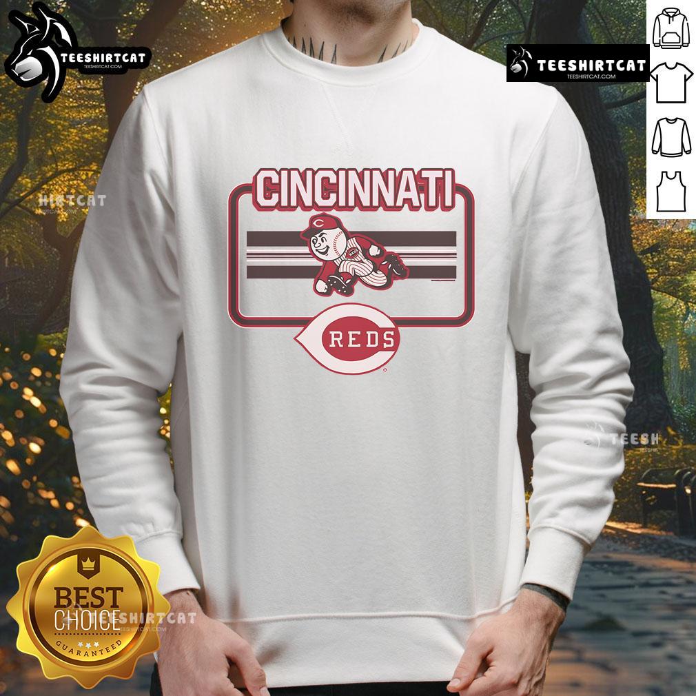 Official Cincinnati Reds Fanfare Sweatshirt showcasing team colors and logo, perfect for fans and game day wear.