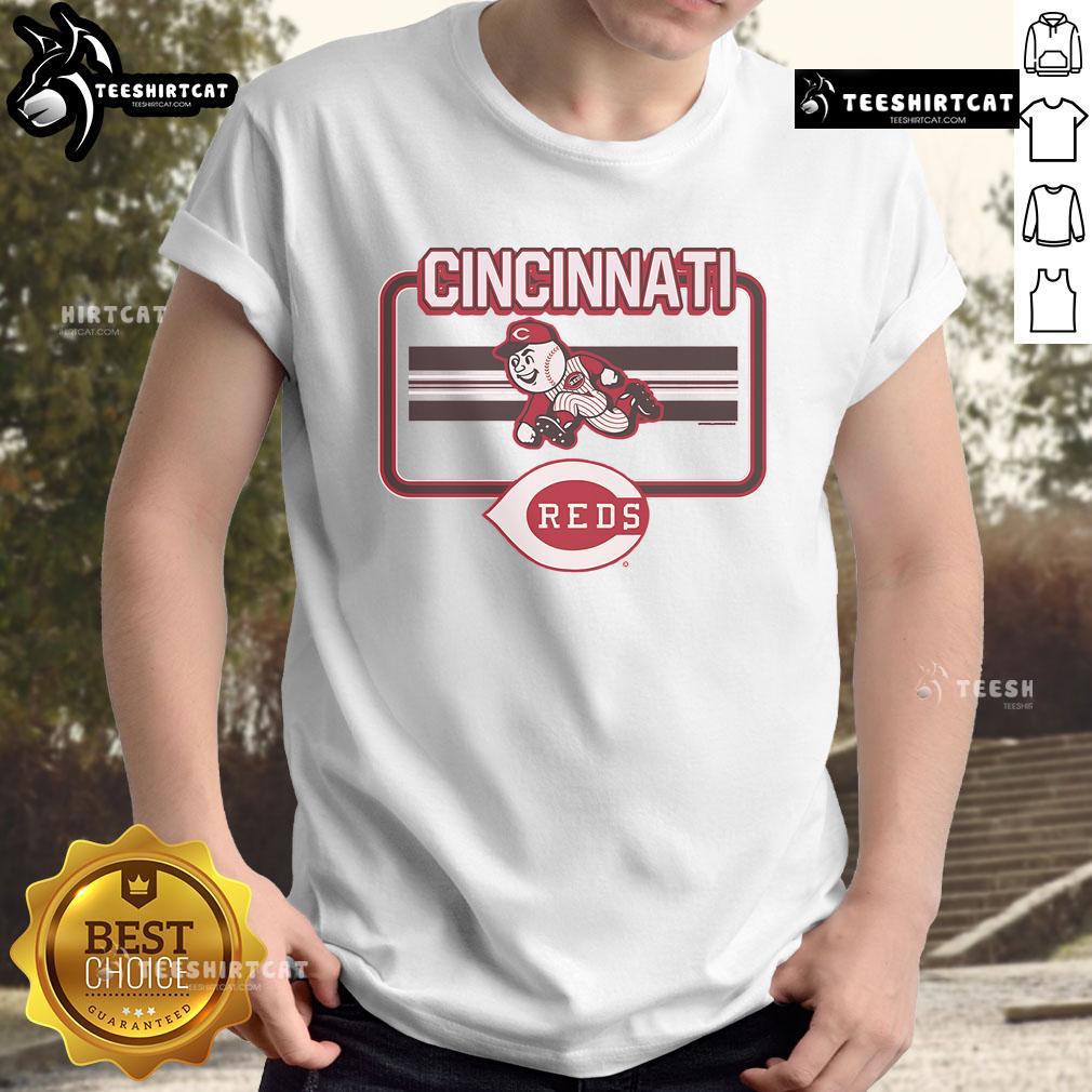 Official Cincinnati Reds Fanfare T-Shirt featuring team colors and logo, perfect for fans supporting their favorite MLB team.
