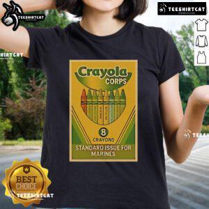 Official Crayola Corps standard issue for Marines ladies tee in vibrant colors, showcasing military pride and creativity.