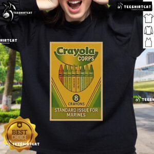 Official Crayola Corps Standard Issue for Marines Sweatshirt in olive green with bold logo, perfect for military apparel.