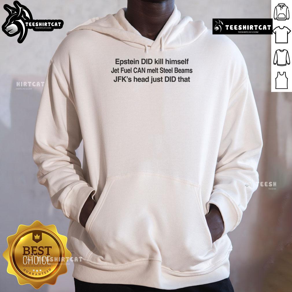 Official Epstein Did Kill Himself Hoodie in black featuring bold white text, perfect for conspiracy theory enthusiasts.