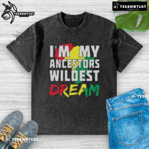 Official 'I'm My Ancestors' Wildest Dream Africa washed t-shirt featuring a vibrant design celebrating heritage.
