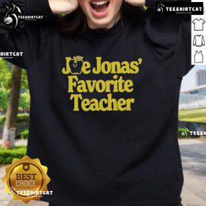 Joe Jonas wearing his favorite teacher sweatshirt, showcasing a stylish and casual look for fans and educators alike.