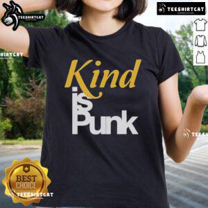 Official Kind Is Punk Ladies Tee showcasing a stylish graphic tee for women promoting kindness and punk culture.