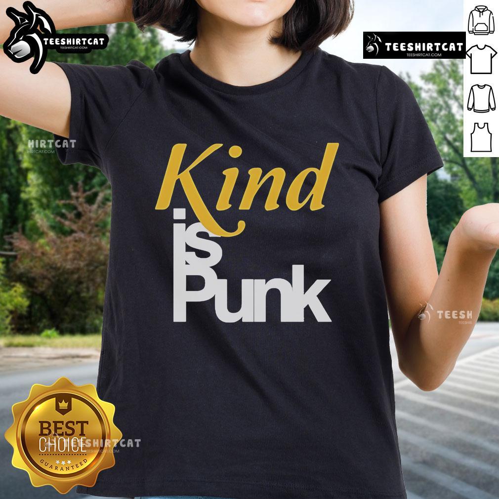 Official Kind Is Punk Ladies Tee showcasing a stylish graphic tee for women promoting kindness and punk culture.