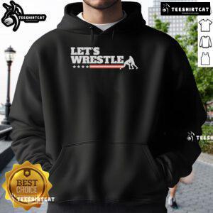 Official Let's Wrestle USA Hoodie featuring a bold logo and comfortable design, perfect for wrestling fans and athletes.
