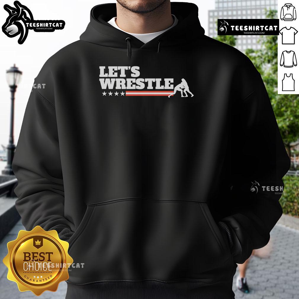 Official Let's Wrestle USA Hoodie featuring a bold logo and comfortable design, perfect for wrestling fans and athletes.