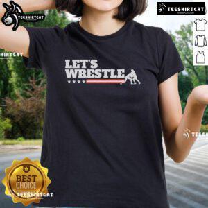 Official Let's Wrestle USA ladies tee featuring a stylish design perfect for wrestling fans and casual wear.