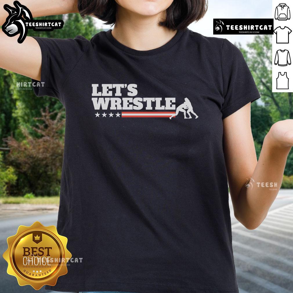 Official Let's Wrestle USA ladies tee featuring a stylish design perfect for wrestling fans and casual wear.