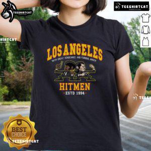 Official Los Angeles Hitmen tee for ladies, featuring 'With Great Vengeance and Furious Anger' established in 1994.