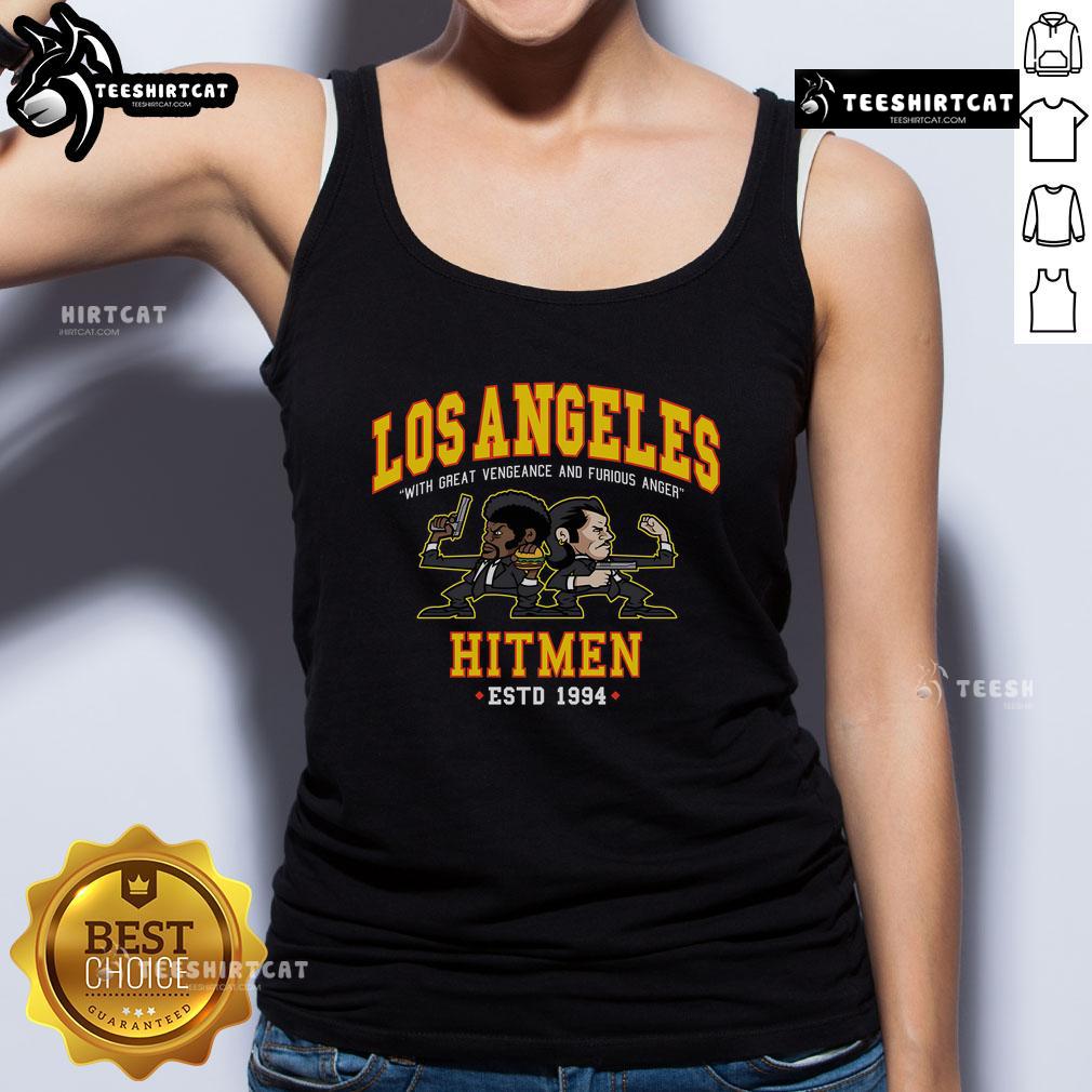 Official Los Angeles Hitmen tank top featuring 'Great Vengeance and Furious Anger' established 1994 design.