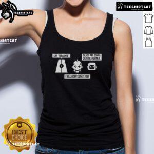 Alt Text: Official Love Dead Robot The Three Robots Tank Top featuring vibrant graphics and a stylish design for fans.
