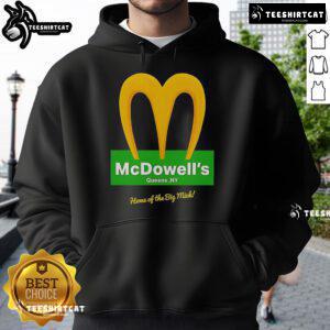 Official McDowell's Restaurant 'Home of the Big Mick' logo hoodie showcasing iconic fast food branding.